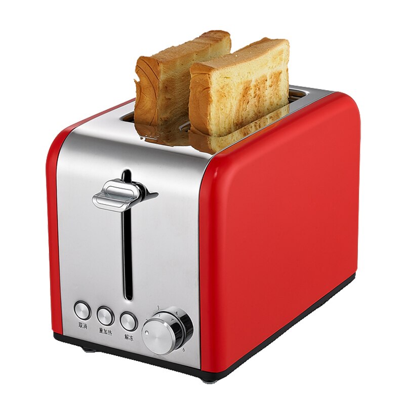 Mini-grille-pain multifonctionnel avec corps en acier inoxydable, rouge et jaune, 6118