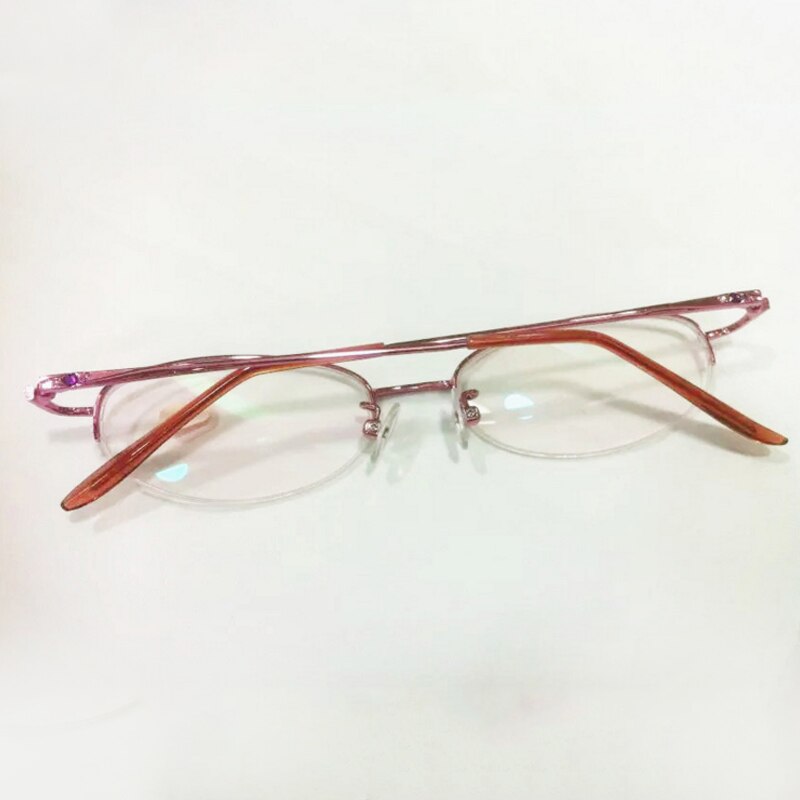 Gafas de Mujer de Medio Marco, marco de Metal cepillado, resina Plus, lente de película para miopía-1,0 a-6,0 M014