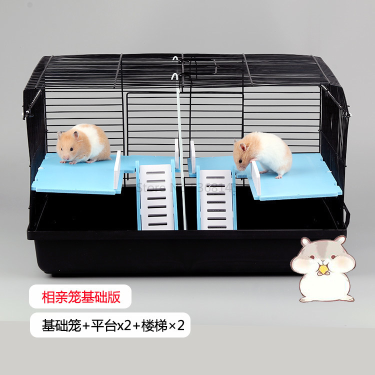 Hamster Cage Matchmaking Cage Golden Bear Foundation Cage Large-sized Isolation of Two Partition Bare Cage Second-floor Villas: Green