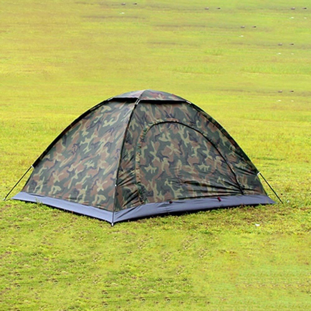 Uitverkoop Draagbare Outdoor Camping Dubbele Personen Tent Waterdicht Dirt-Proof Camouflage Opvouwbare Tent Voor Reizen Wandelen