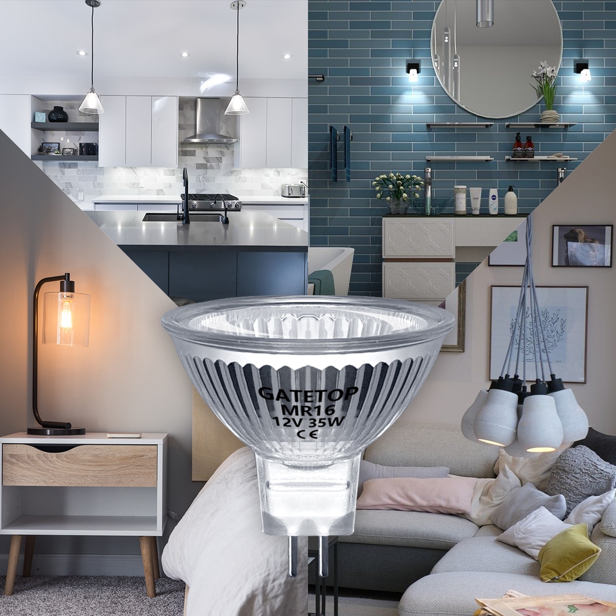 Spotlight Halogen Lamp MR16 35W 12V Energy Saving GU5.3 Size