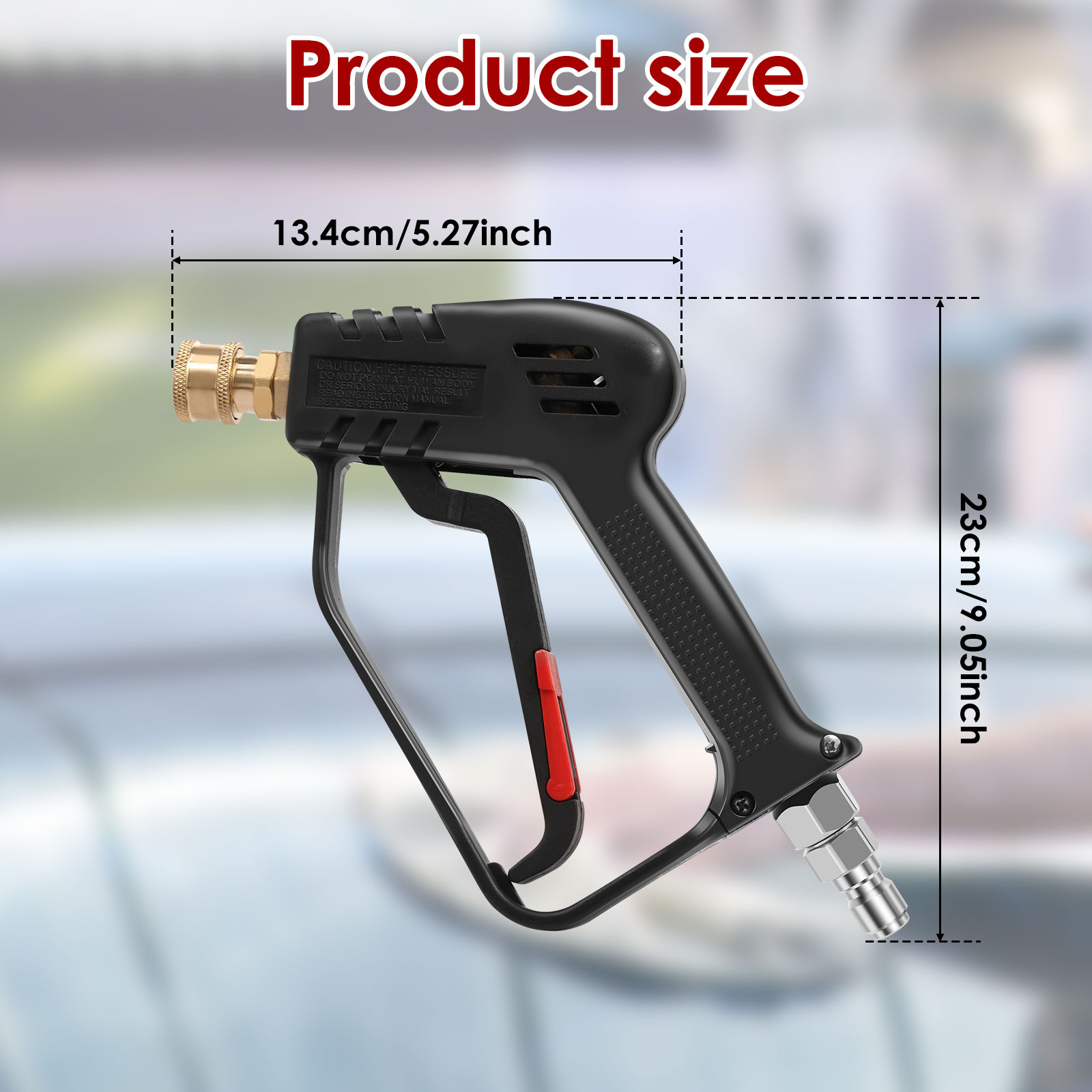 Herramienta de lavadora a presión corta, entrada de 3/8 pulgadas, mango de lavadora a presión compacto de 4000 PSI con conexión rápida de 1/4 pulgadas para lavado de coches