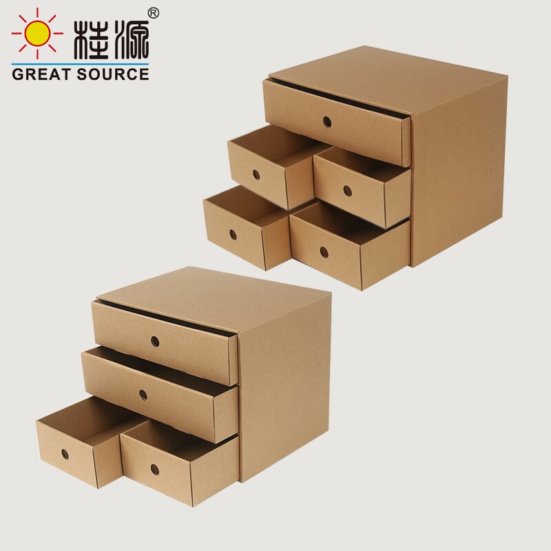4 tiroirs de stockage Composable armoire bureau ondulé pliable maison stockage papier Kraft respectueux de l'environnement (2 pièces): Group B