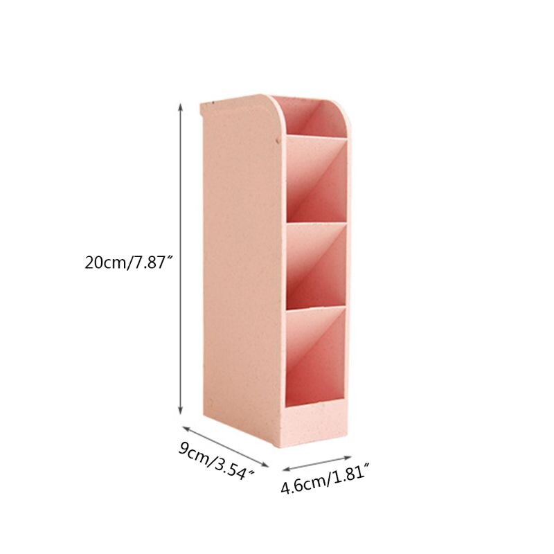 4 Grid Desktop Pencil Pen Holder Office School Storage Case Box Wheat Straw Desk Pencil Organizer Office Student Stationery