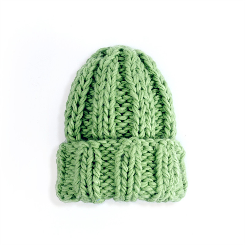 Bonnet tricoté pour femme, épais, doux, , gros Bonnet tricoté, solide, Ski de glace, Skullies, Bonnet: Grass green