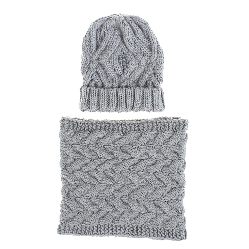 Conjunto de gorro y bufanda czapka i komin tricotin para mujer, gorro grueso de punto liso para invierno, mantener el calor, sombrero pañoleta # E, 2 uds.: Gris