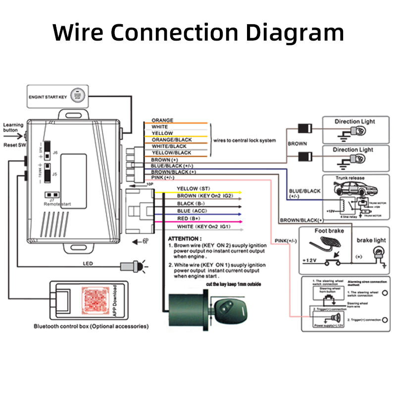 Kit de arranque remoto Universal para coche, 12V, Control de teléfono, aplicación Bluetooth Android IOS, sistema de arranque sin llave, sistema de alarma para coche