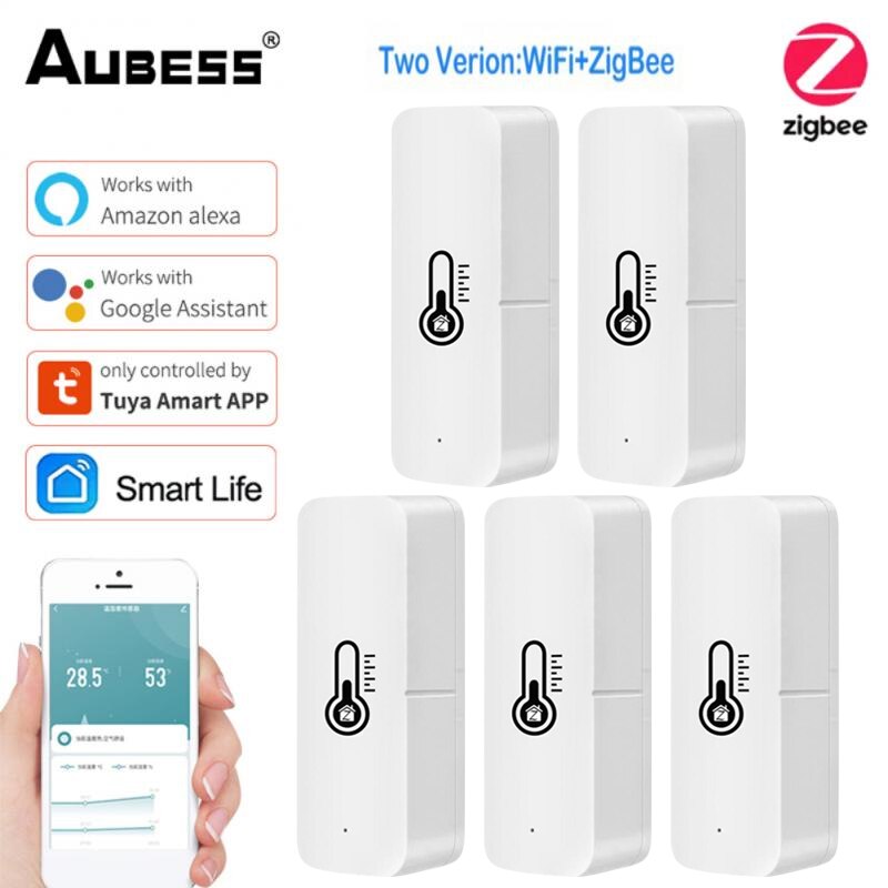 Smart Zigbee3.0 Temperature and Humidity Sensor low power consumption microprocessor Tuya Smart Life App Work With Alexa Google