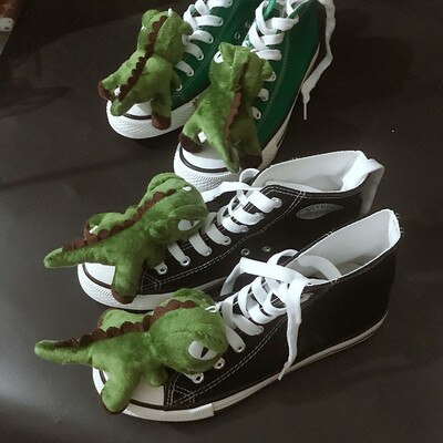 Dinosaur canvas shoes women spoof shoes wild Korean casual personality shoes