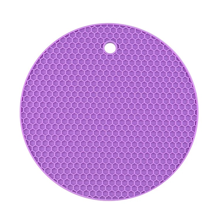 18/14 cm Runde Hitzebeständige Silikon Matte Trinken Tasse Untersetzer Nicht-slip Topf Halter Tisch Tischset Küche zubehör Unterzetter: M / Lila
