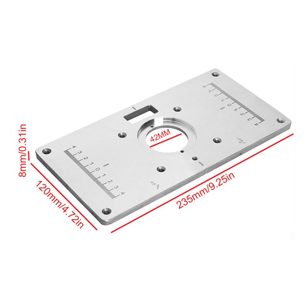 Aluminium Router Table Insert Plate Wood Router Trimmer Models Engraving Machine with 4 Rings for Woodworking Benches