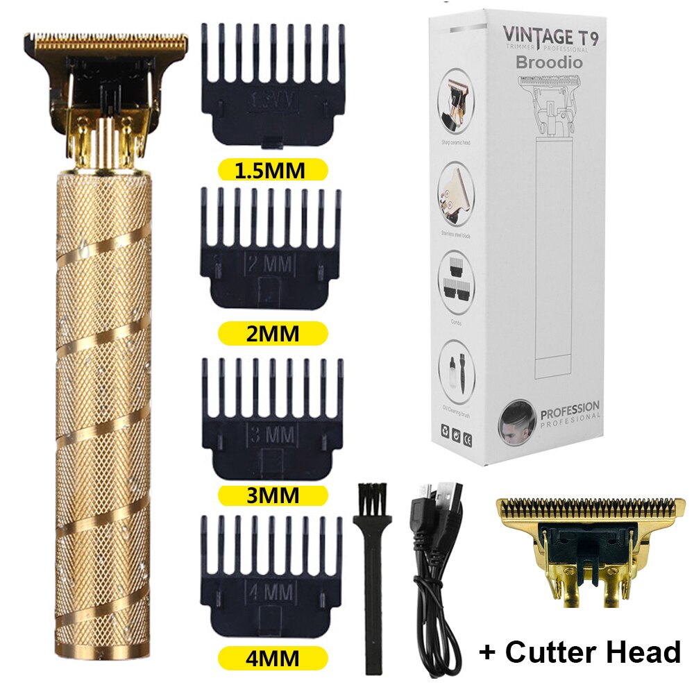T9 USB Electric Hair Cutting Machine Rechargeable Cut Hair Clipper Man Shaver Trimmer For Men Barber Beard Trimmers: Gold-netting Cutter