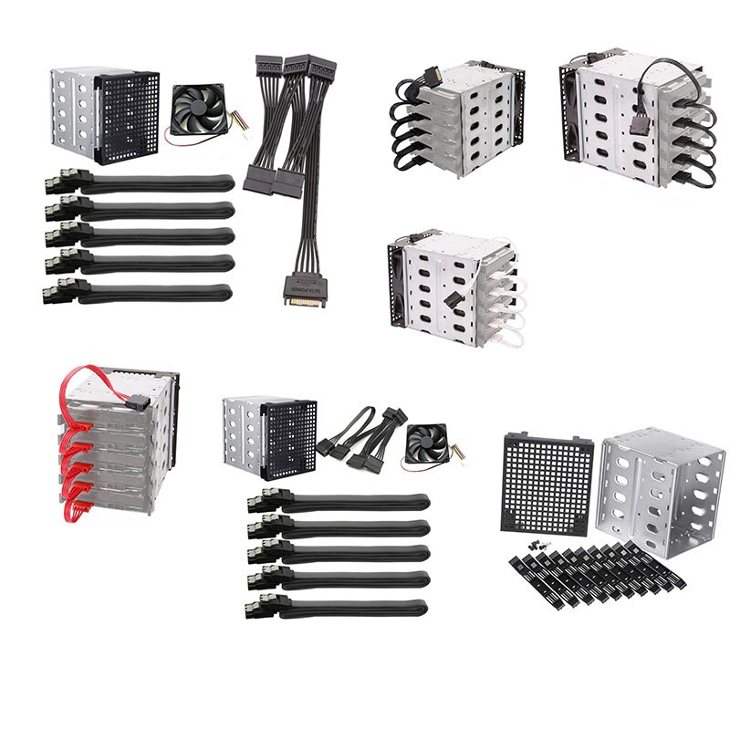 5 Bays 3.5 Inch SATA Hard Drive Backplane Cooler Cage in 3X 5.25Inch Drive Bay (Internal Cages), with SATA Data Line