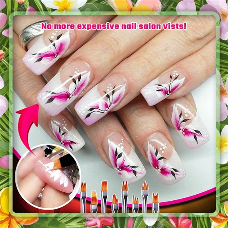 Ongles fleur Art des ongles brosse stylo rose acrylique Art des ongles brosse Sable Gel UV ongles peinture fleur dessin stylo directe
