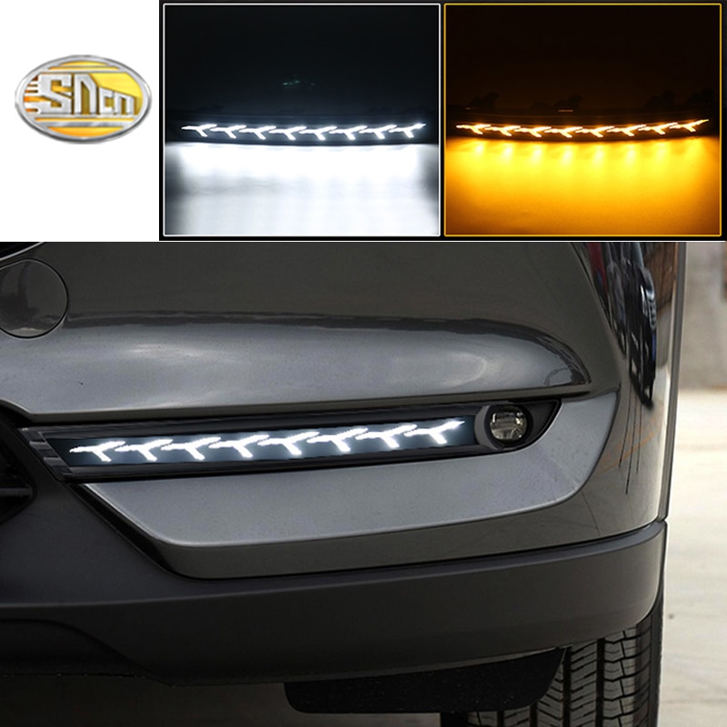 Sncn Led-dagrijverlichting Voor Mazda CX-5 CX5 CX8 CX-8 Drl Bumper Lamp Met Gele Richtingaanwijzer licht