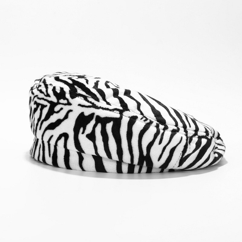 Kvinder pige baretter ko zebra trykt maler hat fransk kunstner hue hat efterår vinter hatte fløjl varm kasket: Zebra