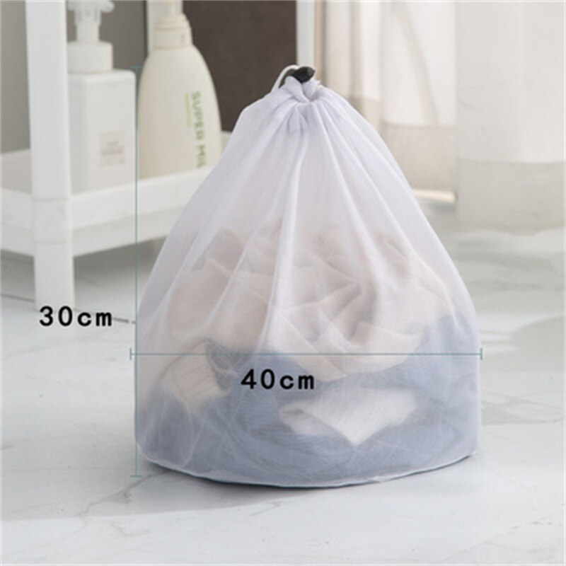 Bolsas de malla de lavandería con cordón, red de ahorro de ropa, bolsa de lavado de malla fuerte para lavadora, bolsa de red gruesa, paquete de ayuda de sujetador de lavandería: Pores30X40