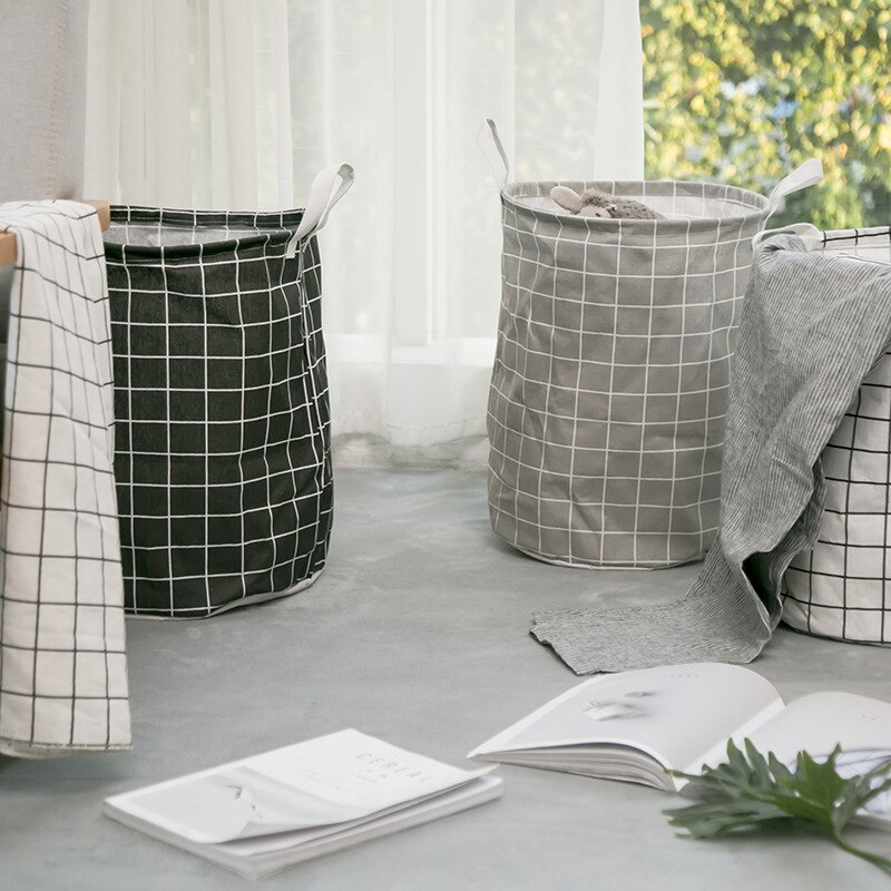 Eenvoudige Plaid Opslag Emmer Vouwen Wasmand Doek Opslag Mand Opbergdoos Thuis Diverse Mand
