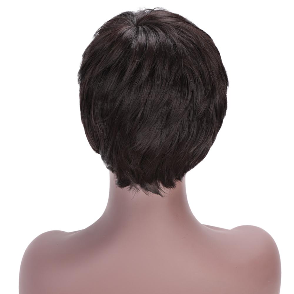 AISIBEAUTY krótka fryzura wróżka peruki z prostymi włosami dla czarnych kobiet bezklejowa maszyna wykonana peruka 4 kolory dostępne dla afroamerykanów: sweet czarny