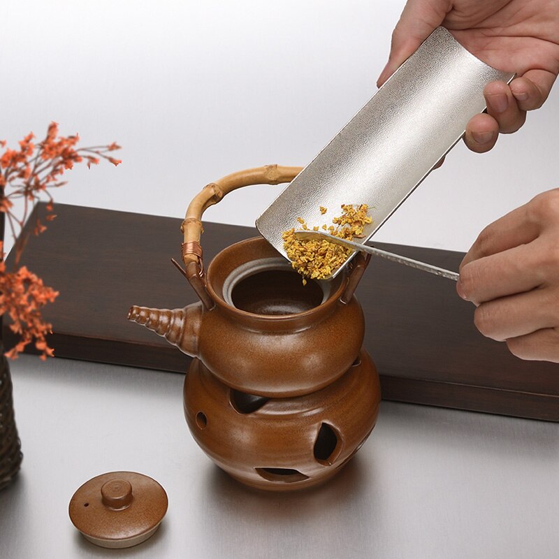 Tea Spoon Copper Bamboo Pattern Tea Shovel Chinese Kung Fu Tea Set Accessories Teaware Decoration Collection Crafts