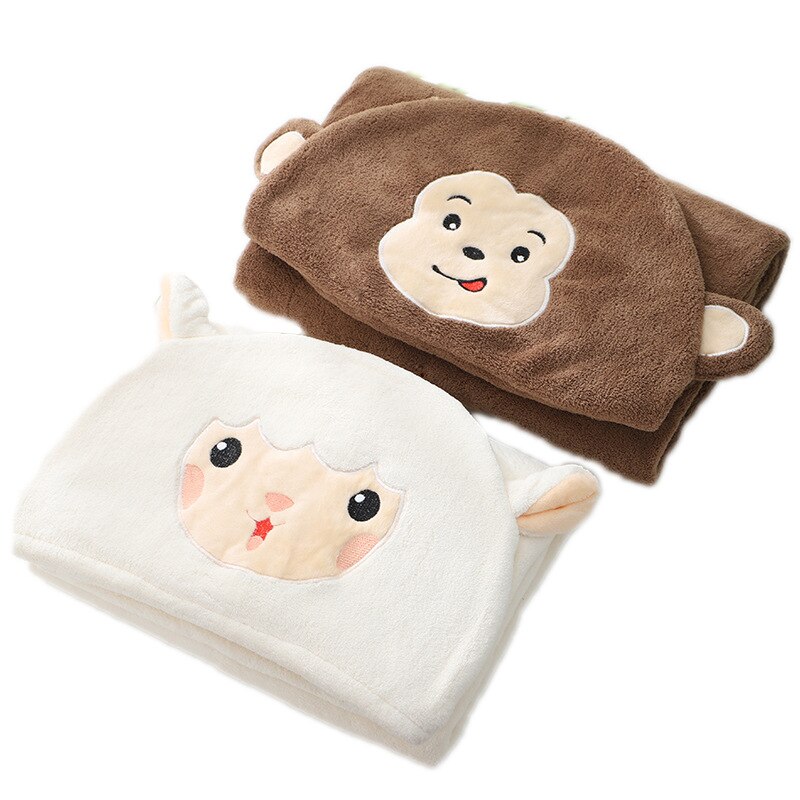 Toalla de baño con capucha para bebé, albornoz suave de lana de Coral para recién nacido, manta de absorción de agua infantil, Animal de dibujos animados