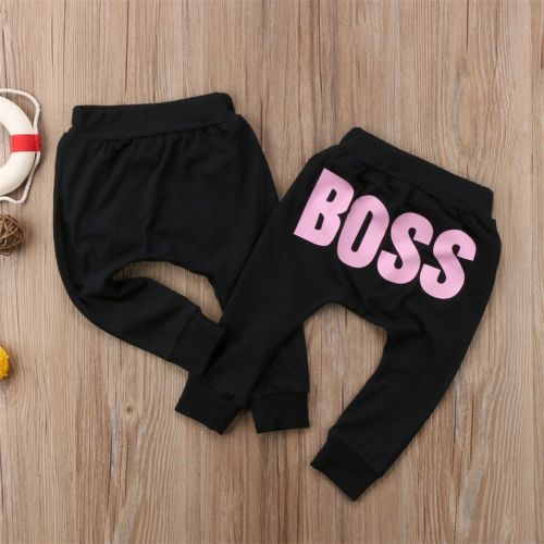 Baby Boys Girls Pants Letter BOSS Pants Cotton Baby Girls Harem Pants For Baby Casual Trousers Boy Girl Clothes