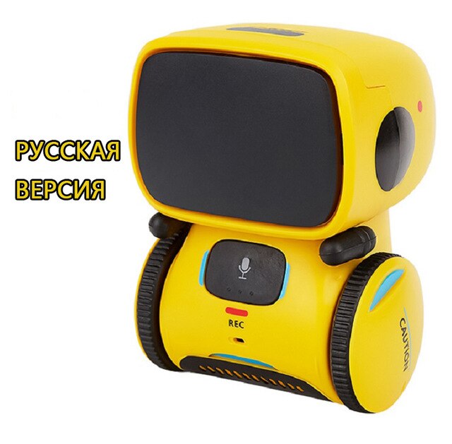 Toy Pink Robot Intelligent Robot Toy Dance Sing Repeating Recorder Touch Control Voice Control Toy for Kids Age3+: Russian Yellow