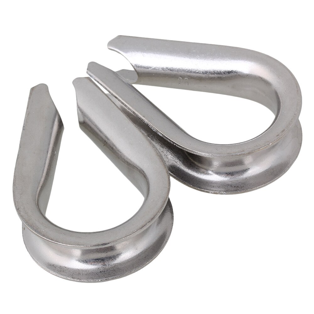 2 Pieces Rustproof 20mm 304 Stainless Steel M20 Wire Rope Thimble Silver