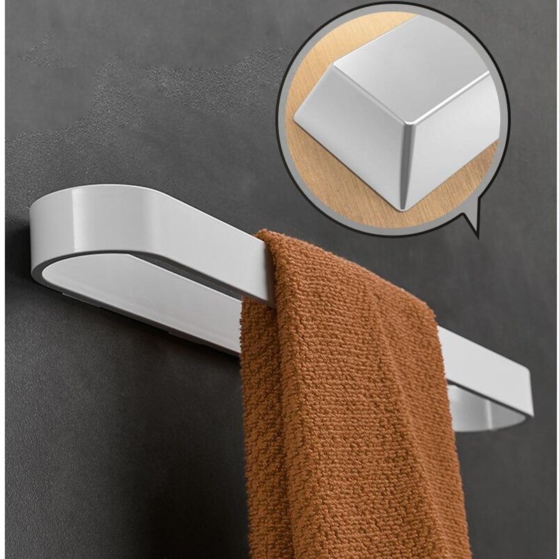 Spikerfri fast aluminium hvit håndkle bar enkelt håndklestativ dårlig hvit håndkleholder 30/40/50/60 cm
