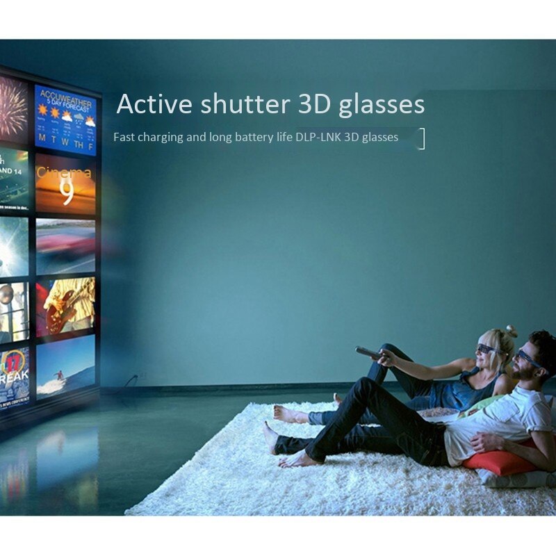 2Pcs 3D Bril Active Shutter Brillen DLP-LINK 3D Bril Voor Xgimi/Optoma/Sharp/Jmgo/Benq projectoren