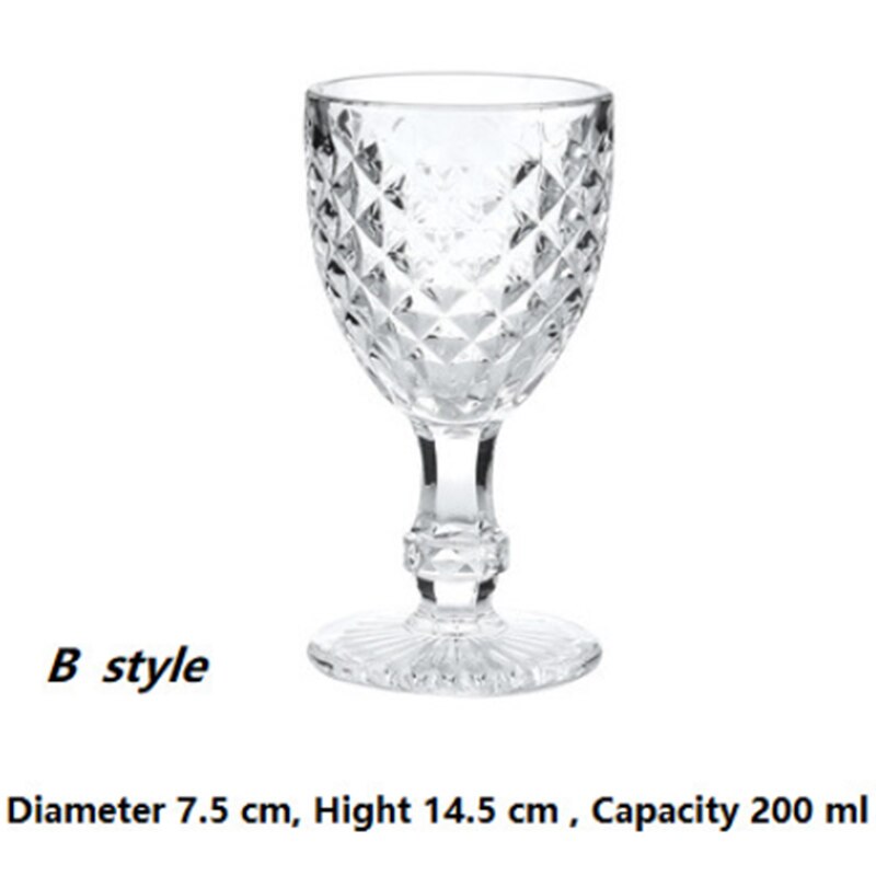 Copas de champán de cristal para boda copa de vino whisky copa de 5oz 7oz 9oz copa de cristal Retro europea en relieve sin plomo: B  200ml  Wine Glass