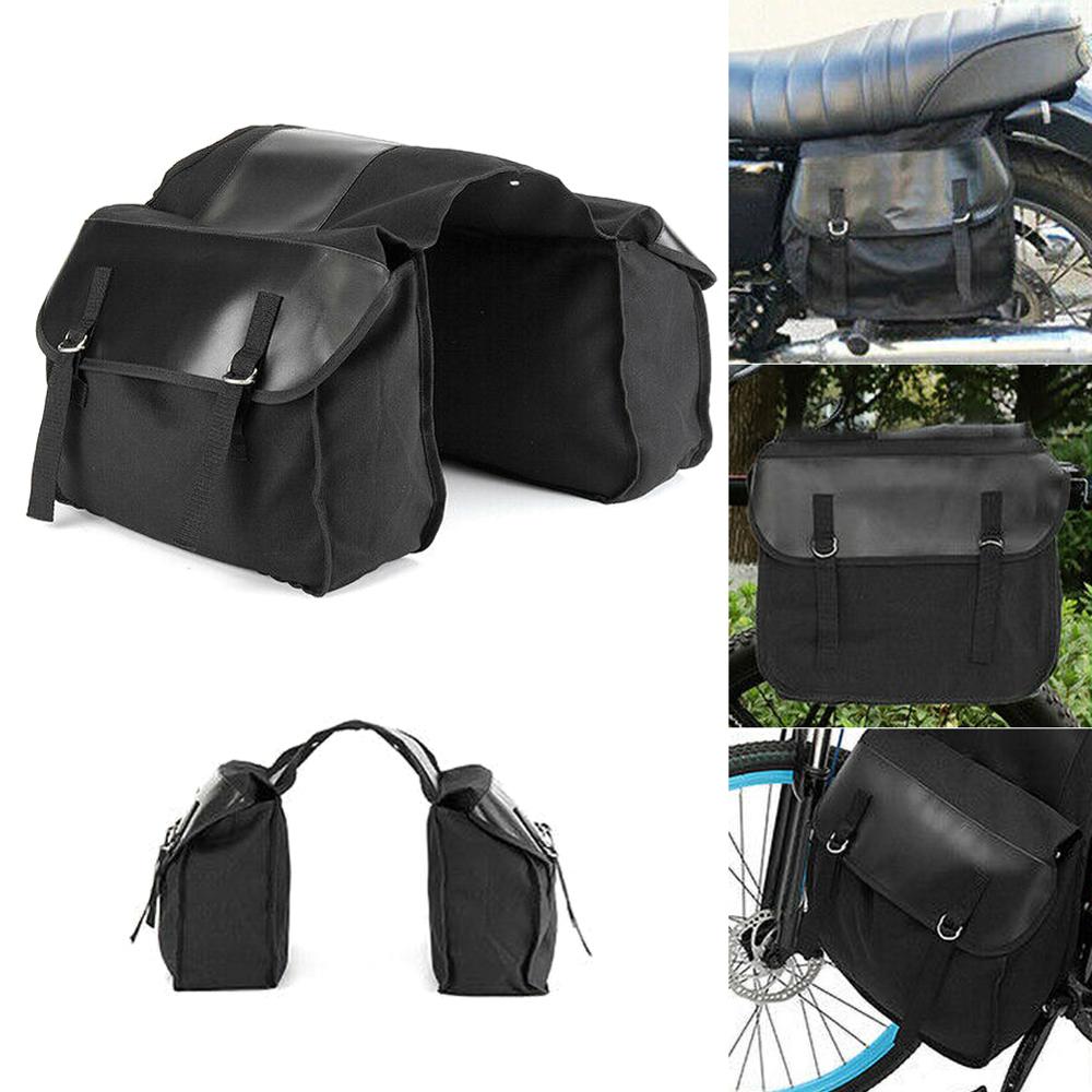 Motor Zadeltas Motorfiets Canvas Zwart Touring Waterdichte Fietstassen Doos Achterbank Zadeltas Kofferbak Bagage Reistassen