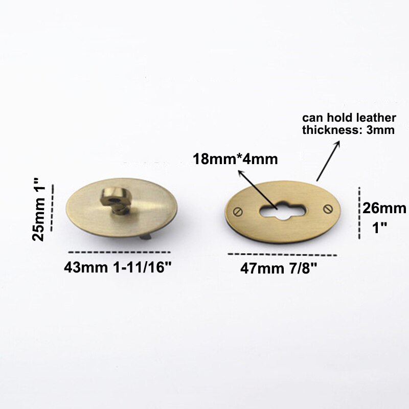 1Pcs Metalen Ovale Vorm Zak Turn Lock Twist Lock Sluiting Lederen Craft Vrouwen Handtas Schoudertas Purse Diy hardware