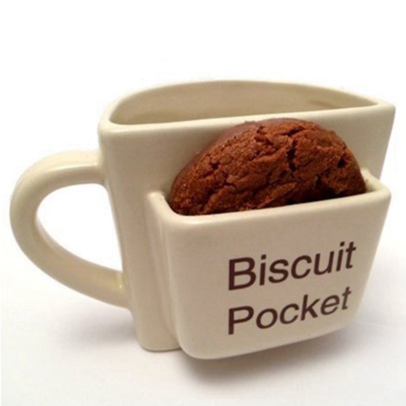 Coffee Mug with Biscuit Cookie Dessert Pocket Funny Mug Ceramic Mugs for Coffee Tea Cup Travel Coffee Cup