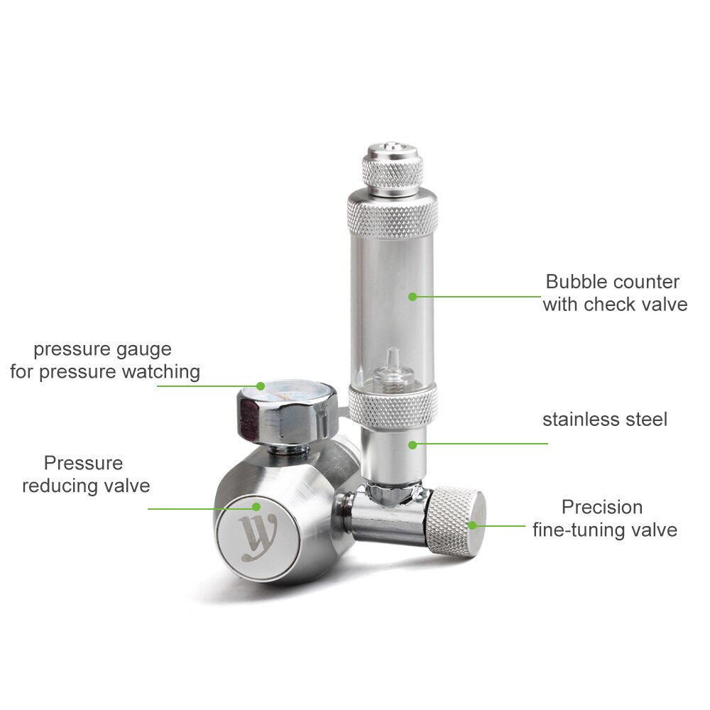 Carbon Dioxide Diffusion Co2 Aquarium Atomizer For Carbon Dioxide Pressure-Reducing Valve With Bubble Counter &amp; Check Valve