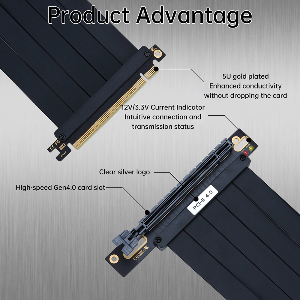 Pci -e 4.0 3.0 16x stigerør-kabel 200mm 90/180- gradere skjermkortforlengelse skjermet fleksibel montering gpu-forlengelseskabel ledning
