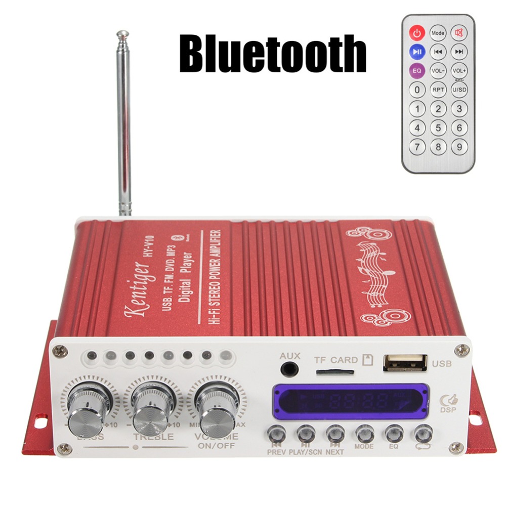 Rood 12V Digitale Mini Bluetooth HiFi Stereo Auto Audio Versterker AMP MP3 Speler Voor Auto Thuis Auto Interieur Accessoires