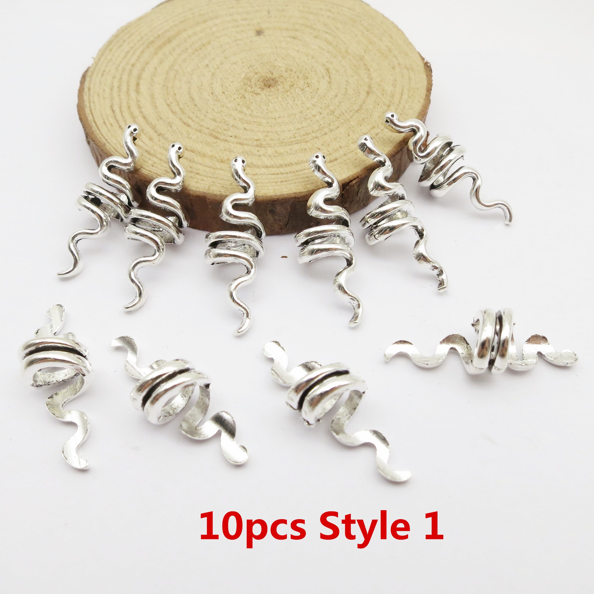 10Pcs/Pack adjustable viking hair dread Braids dreadlock beard Beads cuffs clips for Hair Rings women men accessories: 10pcs Style 1