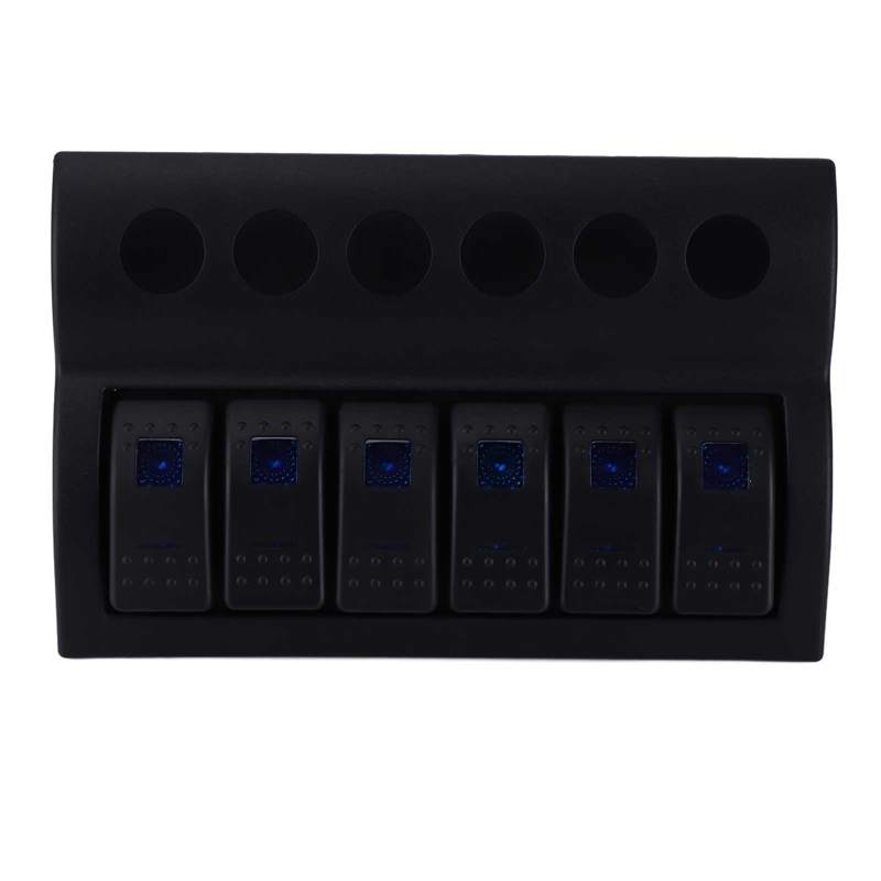 6 Gang Toggle Switch Long Service Life 6 Gang Rocker Switch Short Circuit Protection for 12‑24V Cars Buses Trucks Boats SUV