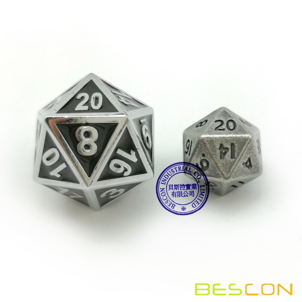 Bescon 10MM Mini Solide Metall Würfel einstellen alt Nickel, alte Mini metallisch polyedrisch D & D RPG Miniatur Würfel 7-setzt