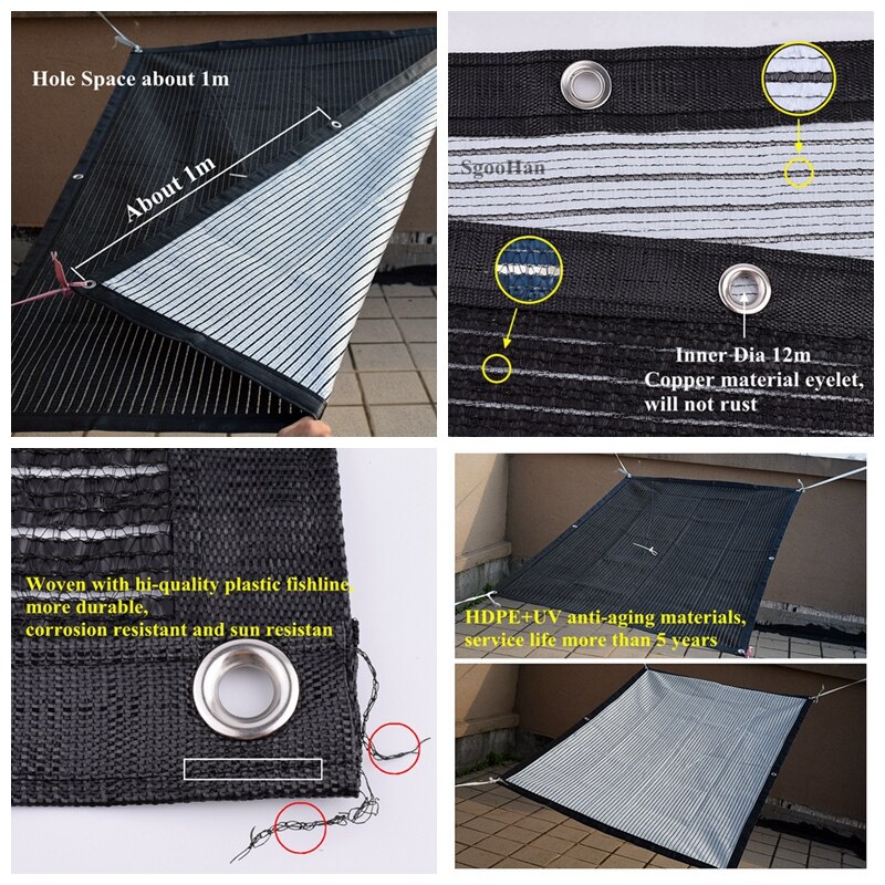 SgooHan 1x1.5m anty-uv HDPE siatka zacieniająca markiza zewnętrzna schronienie siatka zacieniająca sukulenta pokrywa żagiel przeciwsłoneczny balkon siatka asekuracyjna