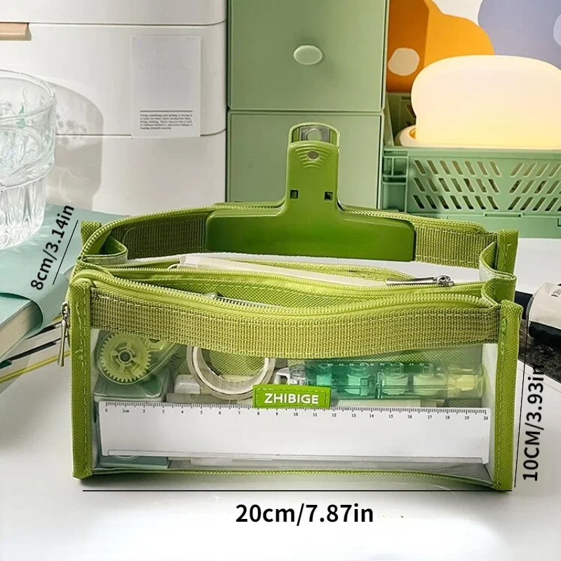 6 Layers Large Capacity Pencils Bag Aesthetic Pen Stationery Supplies Transparent Zipper Pouch for School Girl Pen Case