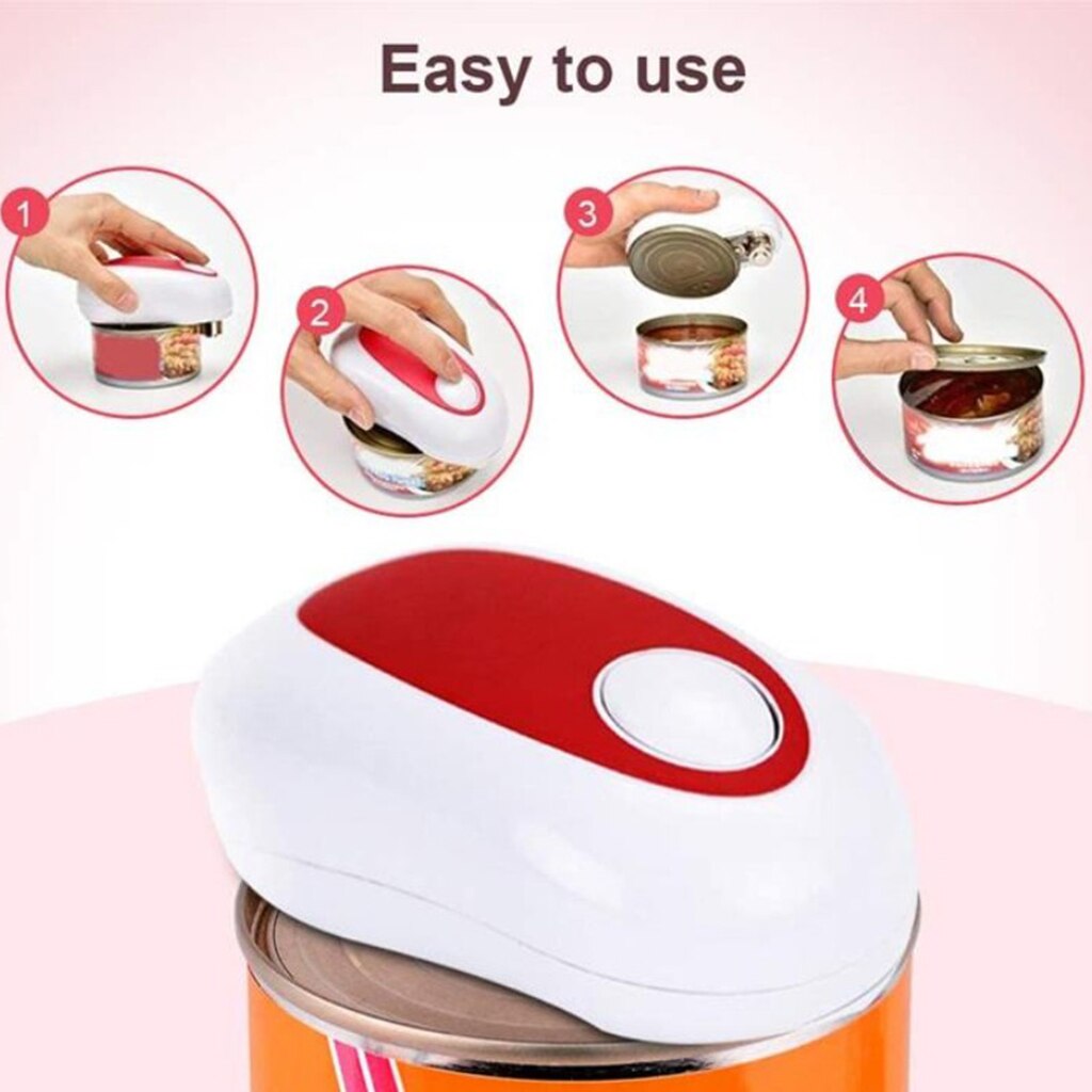 Handy Automatic One Touch Electric Can Opener No Sharp Edge Battery Powered