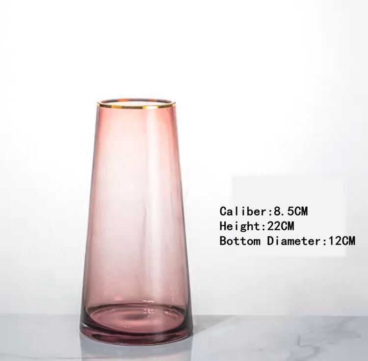 Nordic Glass Vase Flower Vase Tabletop Vase Flower Arranging Home Decoration: pink small