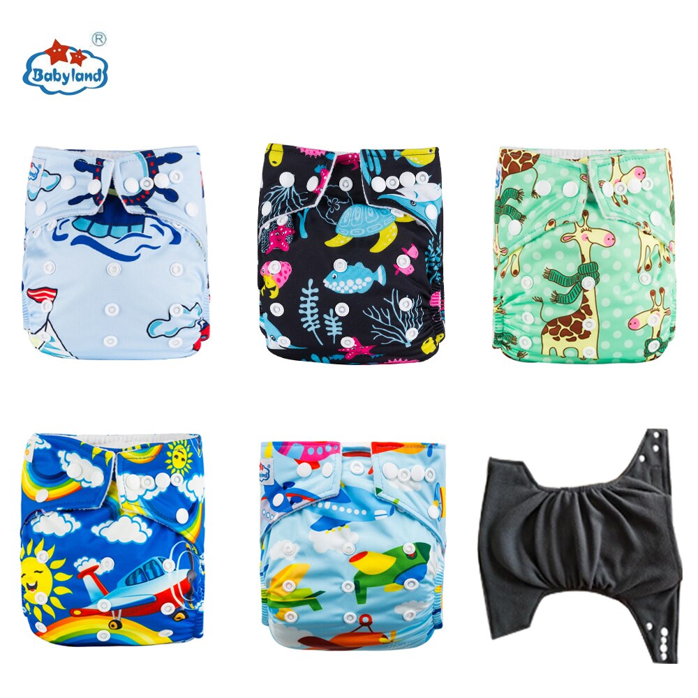 Fralda Ecologica Babyland Eco-Friendly Bamboo Charcoal Diapers 5pcs/set Washable Baby Nappy Pocket Diapers Covers For 3-15KG