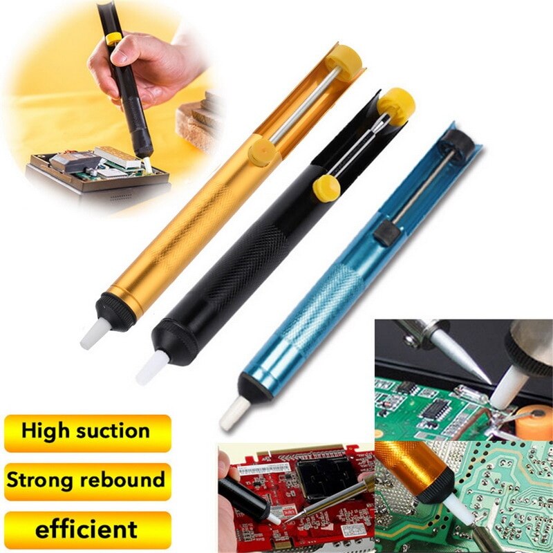 Electrician All aluminum Suction Device Desoldering Pump Black/Blue/Gold Remover Suction Removal Device Hand Welding Tools