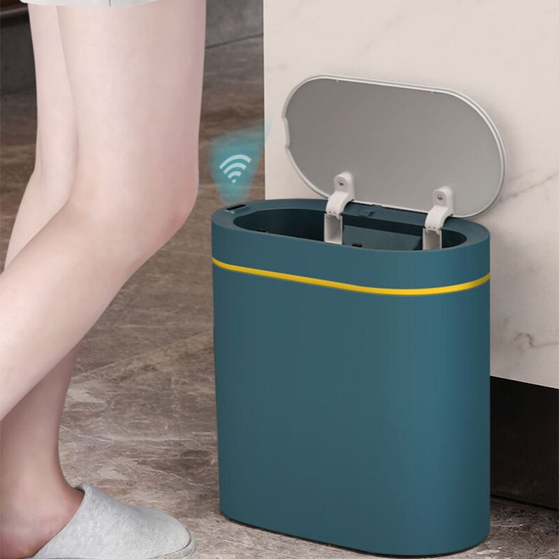 Trash Can Smart Sensor Electronic Automatic 7L/8L Garbage Bin Household Bathroom Toilet Waterproof Narrow Seam Kitchen Trash Bin