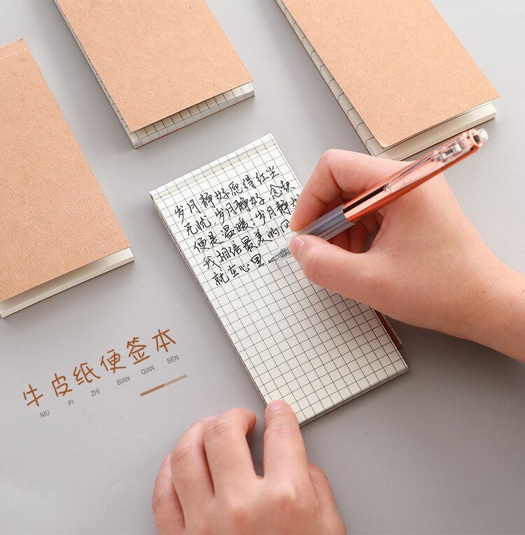Kraft Paper Strip Notepad Horizontal Mesh Simple Portable Plan Notebook Tear Notepad Retro Stationery Memo