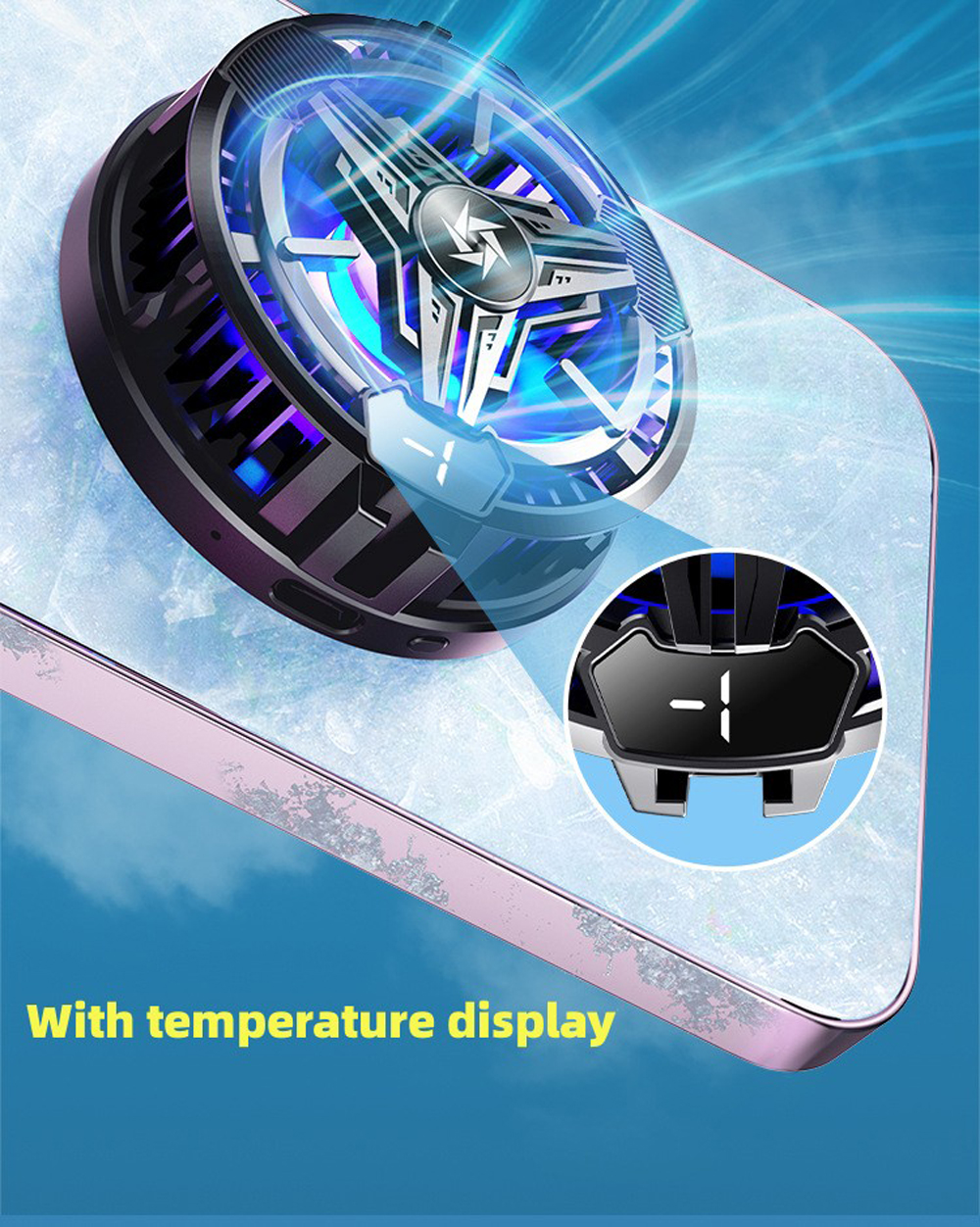 Cooling Fan For Steam Deck/Game Console/Mobile Phone/Pad Easy Install With Temperature Display
