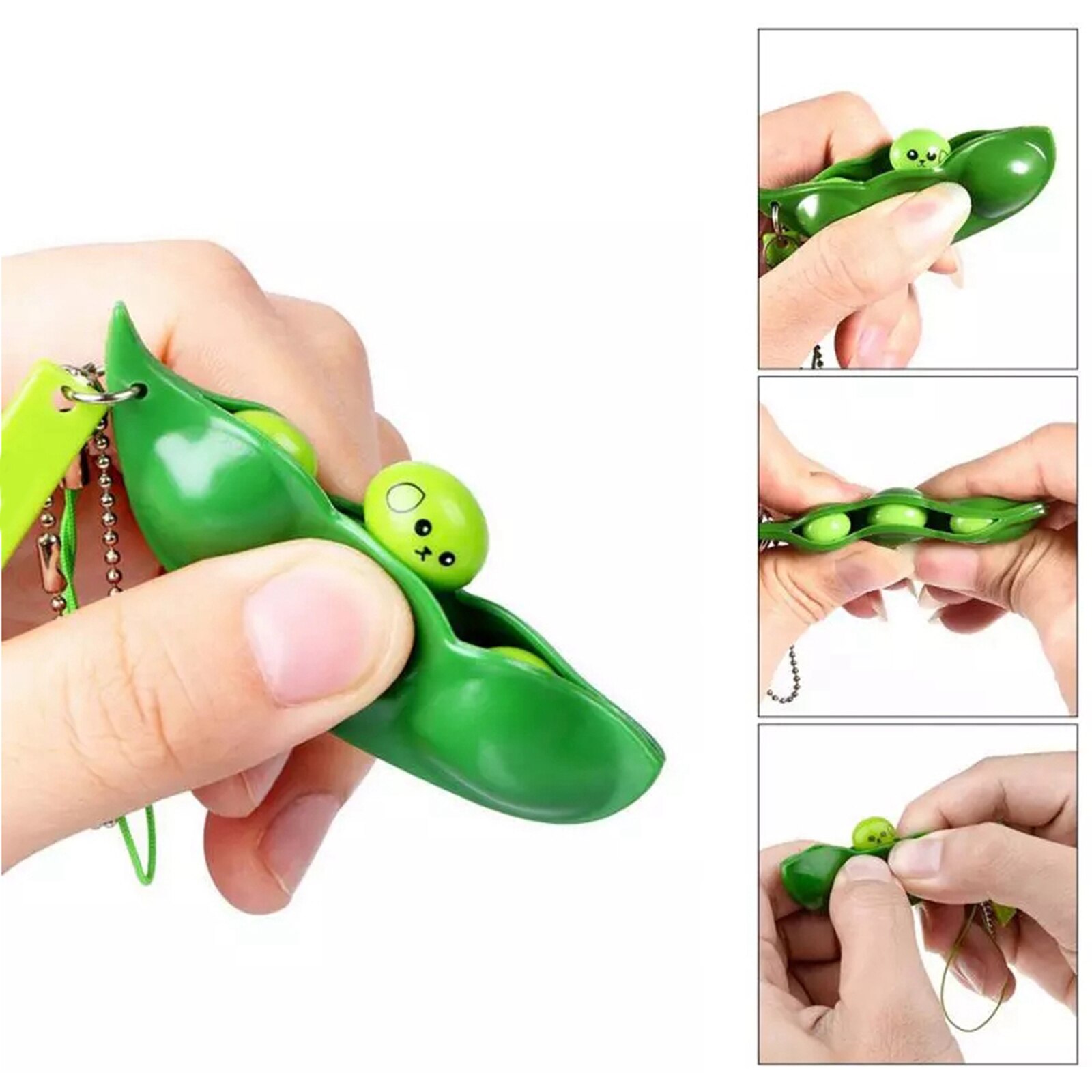 5x Stress jouet en plastique vert Squish compression haricot pression anti-Stress Fidget sensoriel décompression jouet